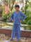 Blue Stripes Block Printed Cotton Top & Pyjama Set