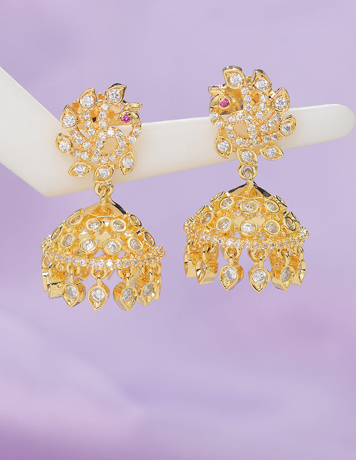 Designer Zirconia Peacock Shaped Jhumka