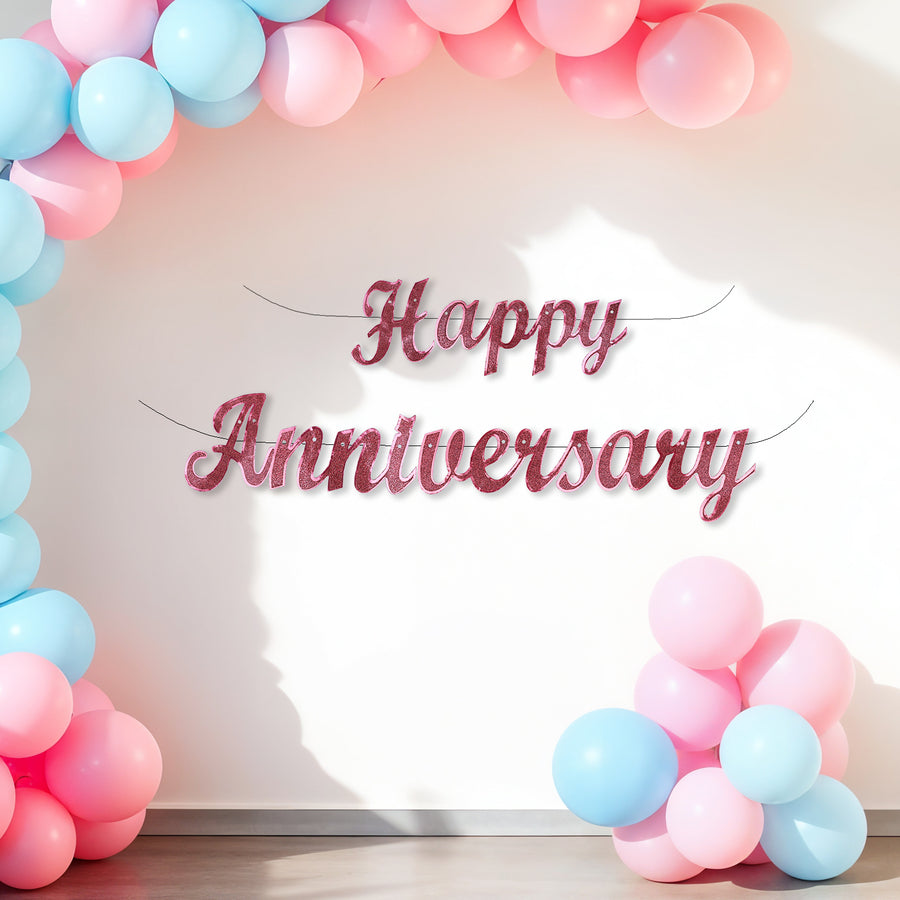 Propcon Happy Anniversary Glitter Metallic Banner