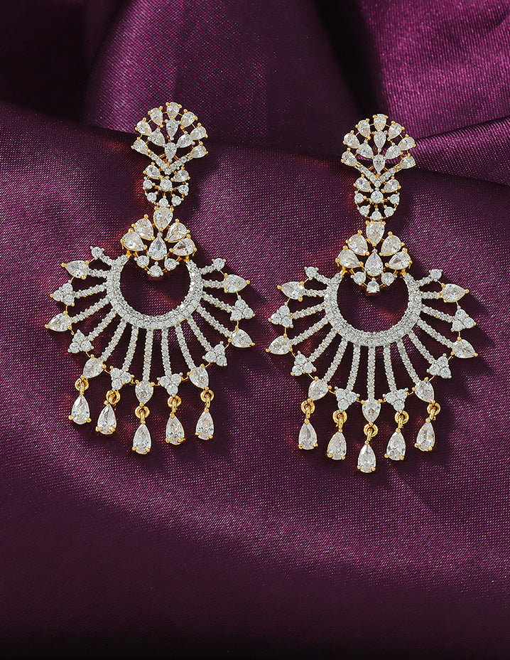 Designer Zirconia Halo Chandbali Earrings