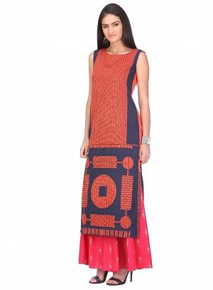 Multicoloured Printed Sleeveless kurta