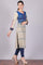 Blue & Beige Printed Round Neck kurta