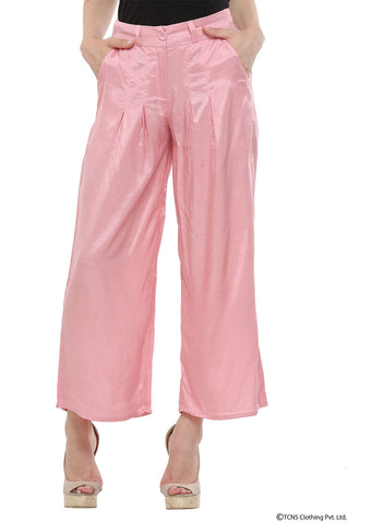 Pink Viscose Parallel Pants