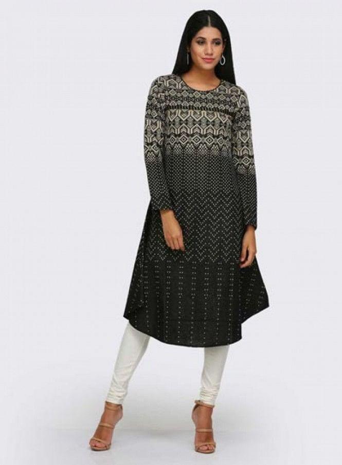 Black Round Neck Winter kurta