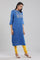 Blue Mandarin Neck Printed kurta