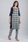 Blue Round Neck Checkered kurta