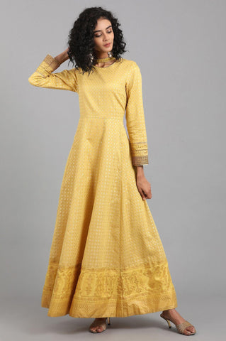 Yellow Mandarin Collar Yarn-dyed kurta