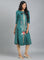 Teal Blue Round Neck Printed kurta