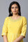 Yellow Embroidered A-Line kurta