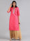 Pink Mandarin Neck Solid kurta