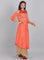 Orange Embellished Cut-Out Sleeves kurta