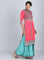 Pink Mandarin Neck Printed kurta