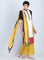 Off White & Yellow Mandarin Neck Straight kurta