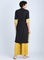 Off White & Yellow Mandarin Neck Straight kurta