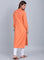 Orange Mandarin Neck Solid kurta