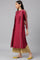 Maroon Embroidered Winter kurta