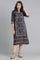 Blue Mandarin Neck Printed kurta