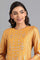 Mustard Round Neck Printed kurta