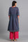 Blue Round Neck Chanderi kurta
