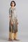 Grey Round Neck Foil Printed kurta