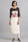 White Round Neck Printed kurta