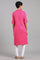 Pink Mandarin Neck Solid kurta