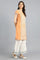 Orange Mandarin Neck Yarn-dyed kurta