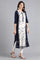 White Round Neck Printed kurta