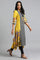 Yellow Round Neck Printed kurta