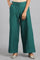 Teal Blue Solid Parallel Pants