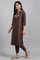 Grey Round Neck Velvet Winter kurta