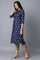 Dark Blue All-Over Floral Print kurta