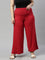 Women Solid Cherry Viscose Mid Rise Knit Palazzos