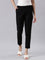 Women Solid Black Cotton Pencil Pant