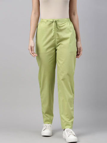 Women Solid Light Pista Comfort Fit Cotton Pants