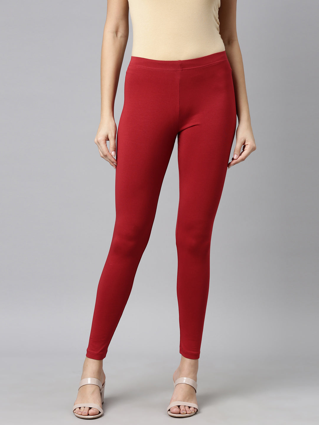 Cherry Cotton Stretch Ankle Length Leggings