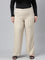 Women Light Beige Linen Cargo Pant