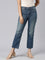 Women Solid Blue Mid Rise Mini Flare Jeans