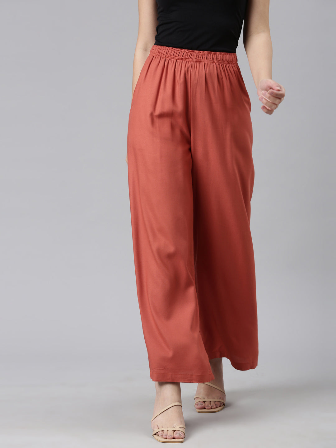 Rust Woven Viscose Basic Palazzo