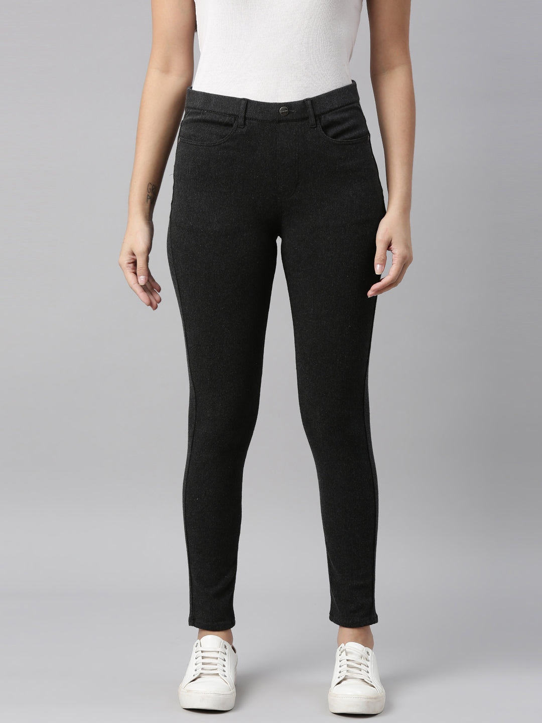 Women Solid Antra Melange Super Stretch Jeggings