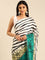 Green Satin printed saree with Swarovski embroidery