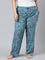 Women Printed Blue Mid Rise Woven Viscose Lounge Pants