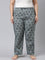 Women Printed Blue Cotton Woven Lounge Pants