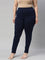 Women Solid Navy Cotton Mid Rise Kurti Pants