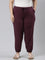 Women Solid Dark Purple Mid Rise Cotton Casual Joggers