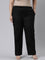 Women Solid Black Cotton Wide Leg Pants