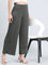 Olive Green Drop Needle Fabric Rib Palazzo