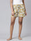 Women Printed Yellow Cotton Knit Lounge Shorts