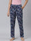 Women Printed Blue Cotton Knit Lounge Pants