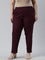 Women Solid Dark Purple Cotton Pencil Pant